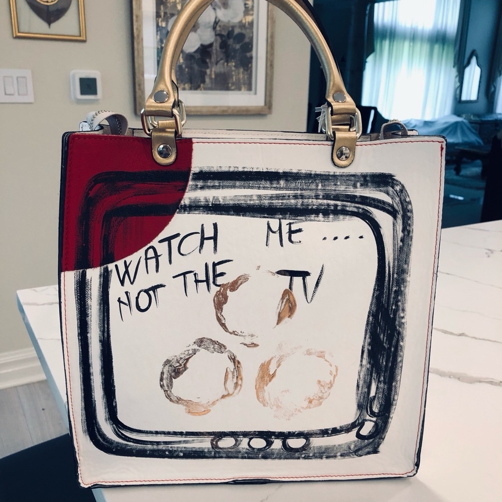Leather unique hand bag from Italy